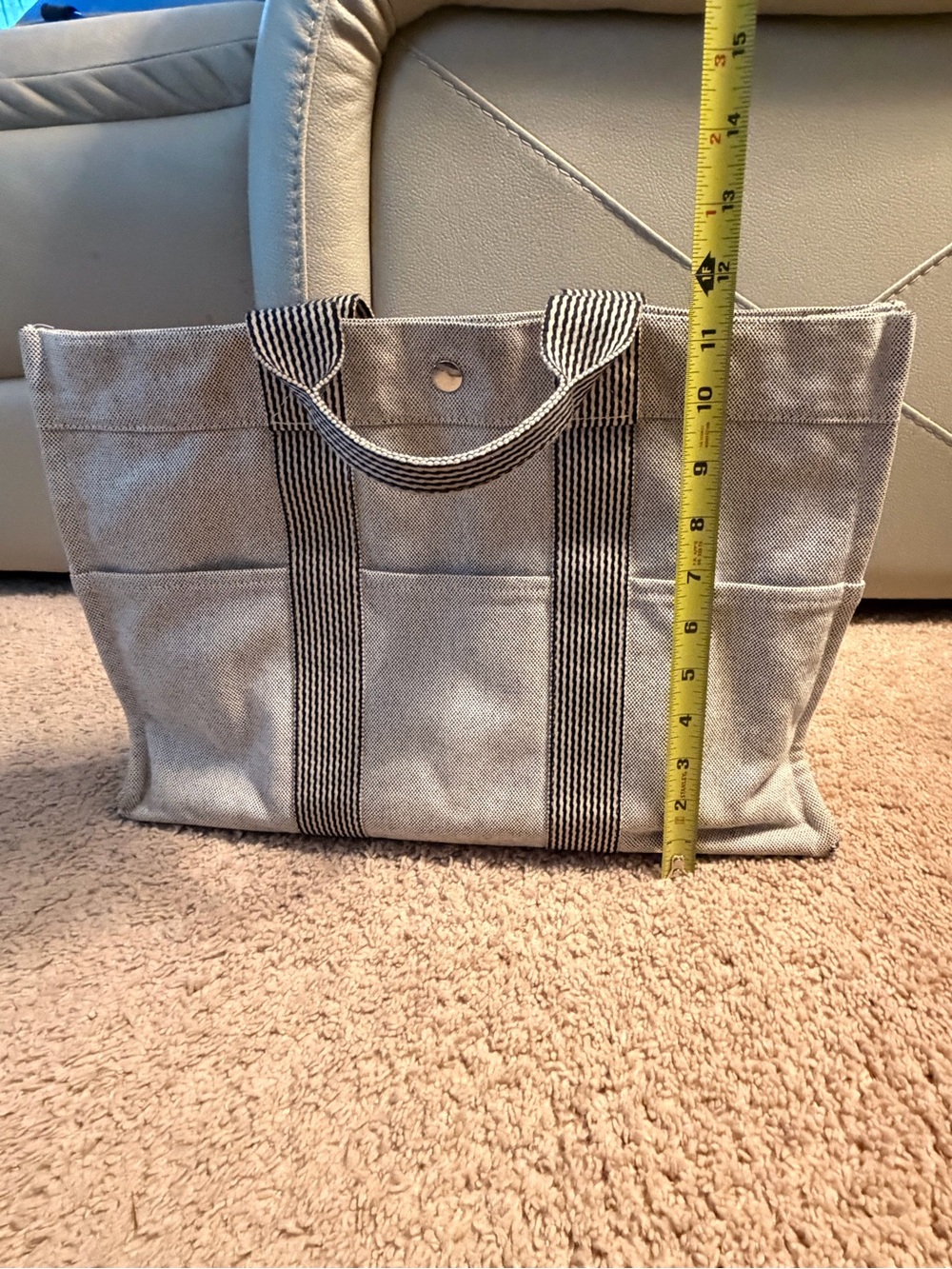Hermès Fourre Tout MM grey cotton canvas tote bag. 💼 🤩 with COA🤩 - Picture 12 of 15